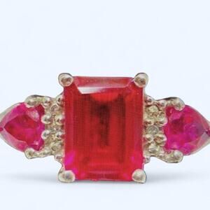 s925 3 Ct Emerald Cut Ruby Women's ring and beautiful as an engagement ring
